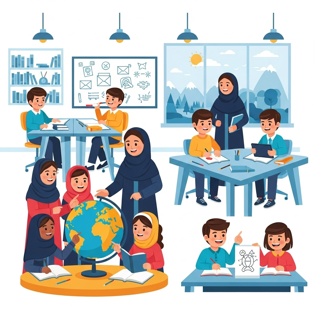 دانش آموزان شاد در کلاس